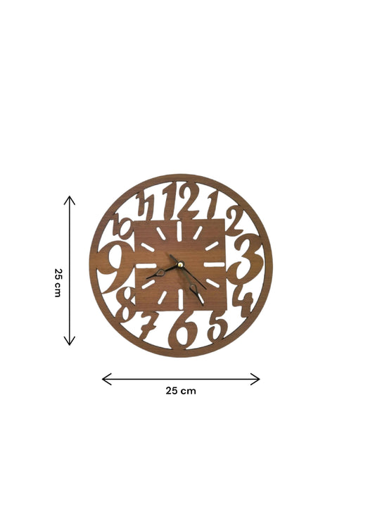 Artistter Numeric Laser Cut MDF Wood Wall Clock for Wall Decor, Home and Kitchen etc. 25x25 cm
