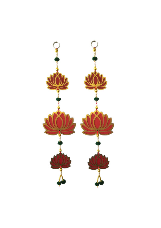 Handcrafted Lotus Toran Latkan | for Diwali, New Year and All Festival | Home Decoration, Room Decor, Door Hanging, (Lotus Latkan 2 Nos.)