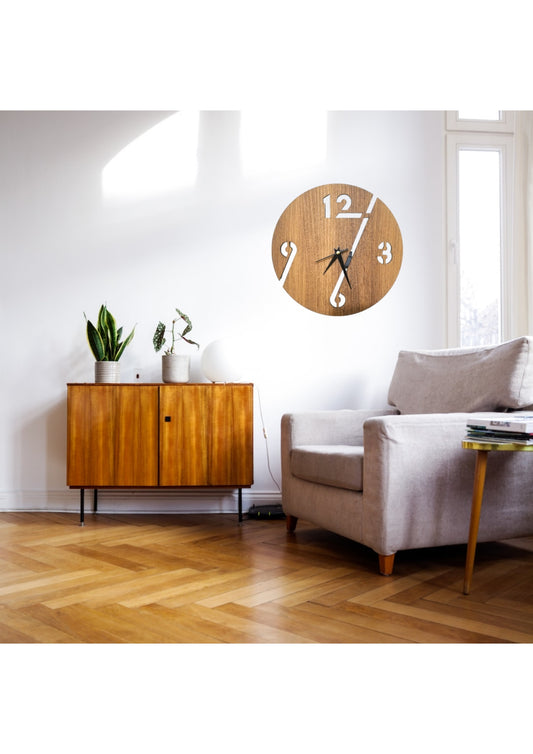 Artistter Numeric Laser Cut MDF Wood Wall Clock for Wall Decor, Home and Kitchen etc. 25x25 cm